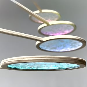 Mid Century Iridescent Kinetic Mobile, Hanging Sculpture Home Decor - Dichroic Orbit