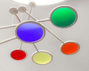 ORBIT Mobile - Rainbow Mid Century Kinetic Sculpture.