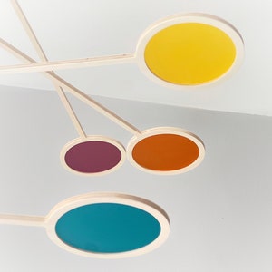 Large Kinetic Mobile Sculpture. Baby & Adult Mobile. Retro Rainbow Hanging Art for Mid Century Home, Office Decor and Scandinavian Nursery