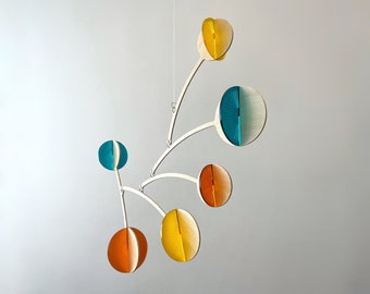 Colourful Hanging Mobile, Adult & Baby Nursery Mobile. Mid Century Modern Calder Mobile, Retro Funky Home Decor - Moon, The Illuminist