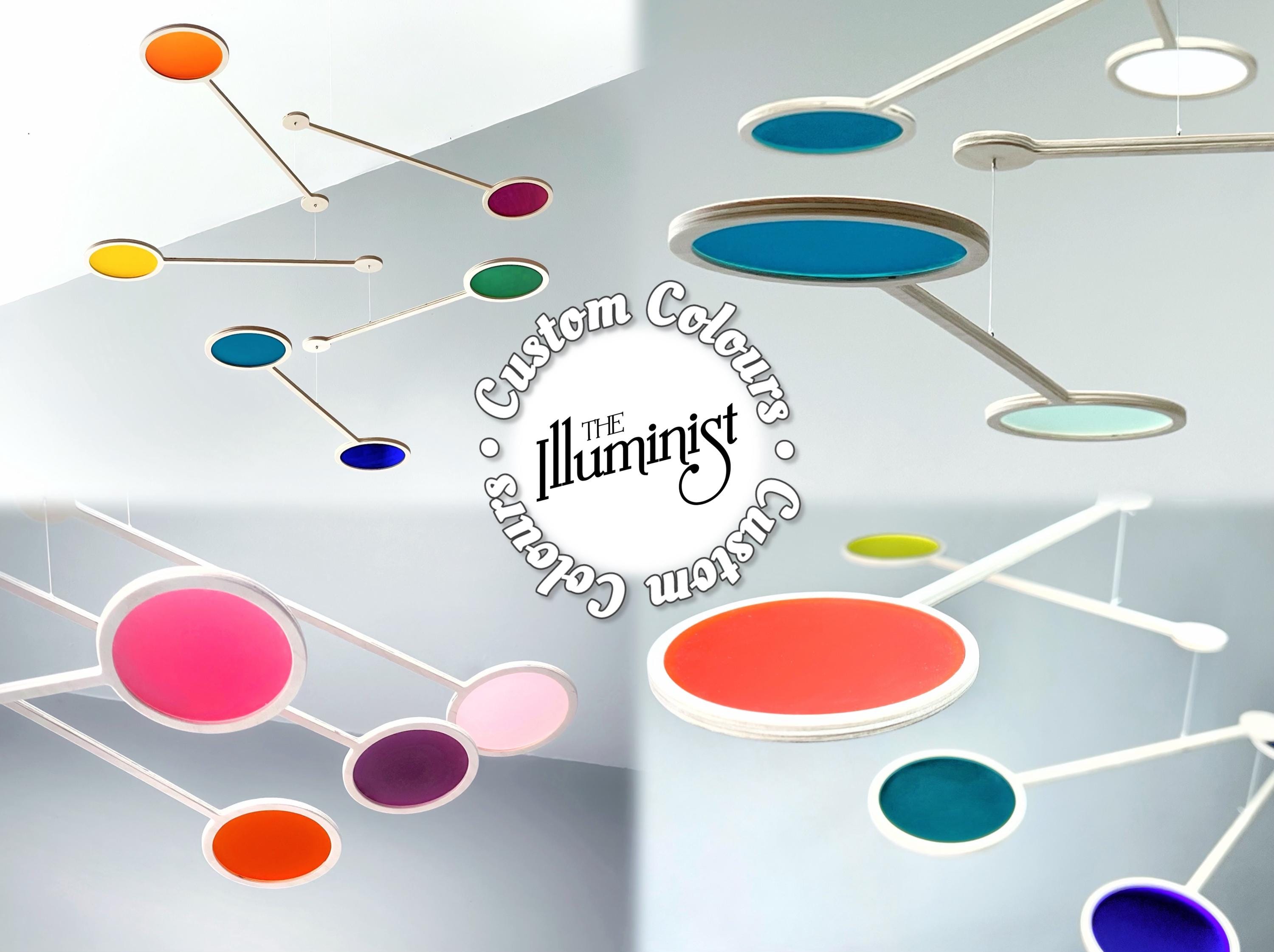 Large Kinetic Mobile Art: Custom Color Mid Century Modern Sculpture