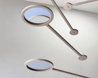 Kinetic Mirror Mobile for Adults or Baby Mobile | Reflective Hanging Decor Sculpture | Mid-Century Modern Mobile | Scandi Style Ceiling Art