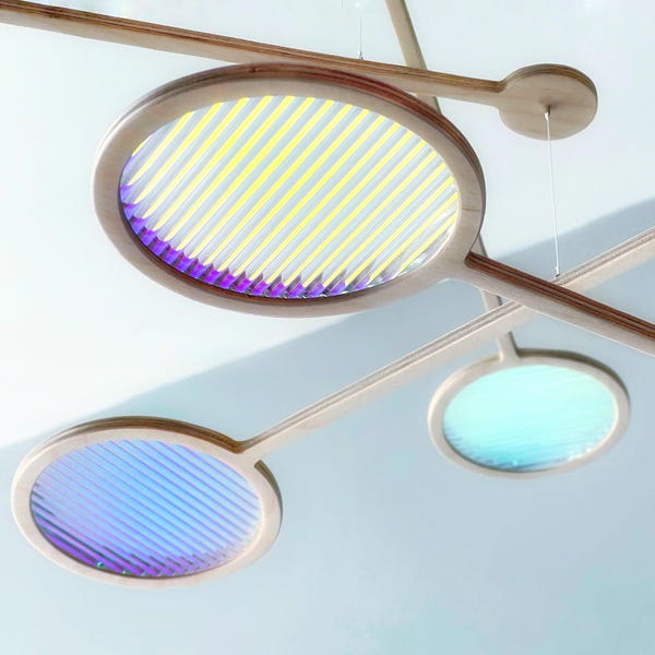 Large Dichroic Baby Mobile, Iridescent Nursery & Kids Room Accessory