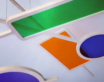 FUNK - Rainbow Mid Century Mobile, Kinetic Sculpture, Geometric Ceiling Decor