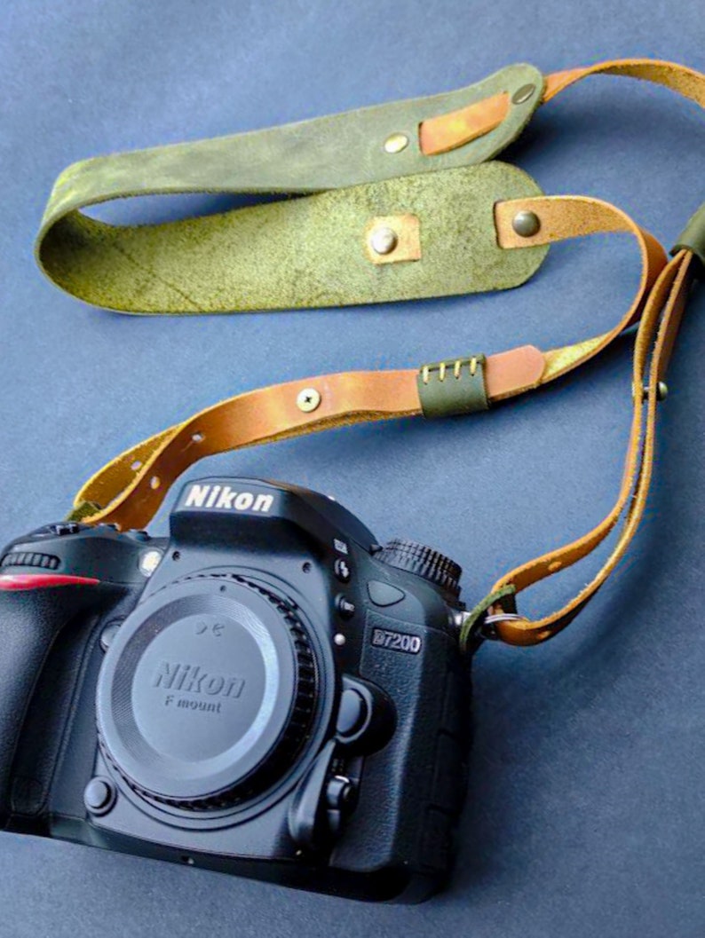 CampersLeather Leather Camera Strap Gift Custom Strap for Photographers DSLR Camera Holder Gift for him Gift for Her image 2