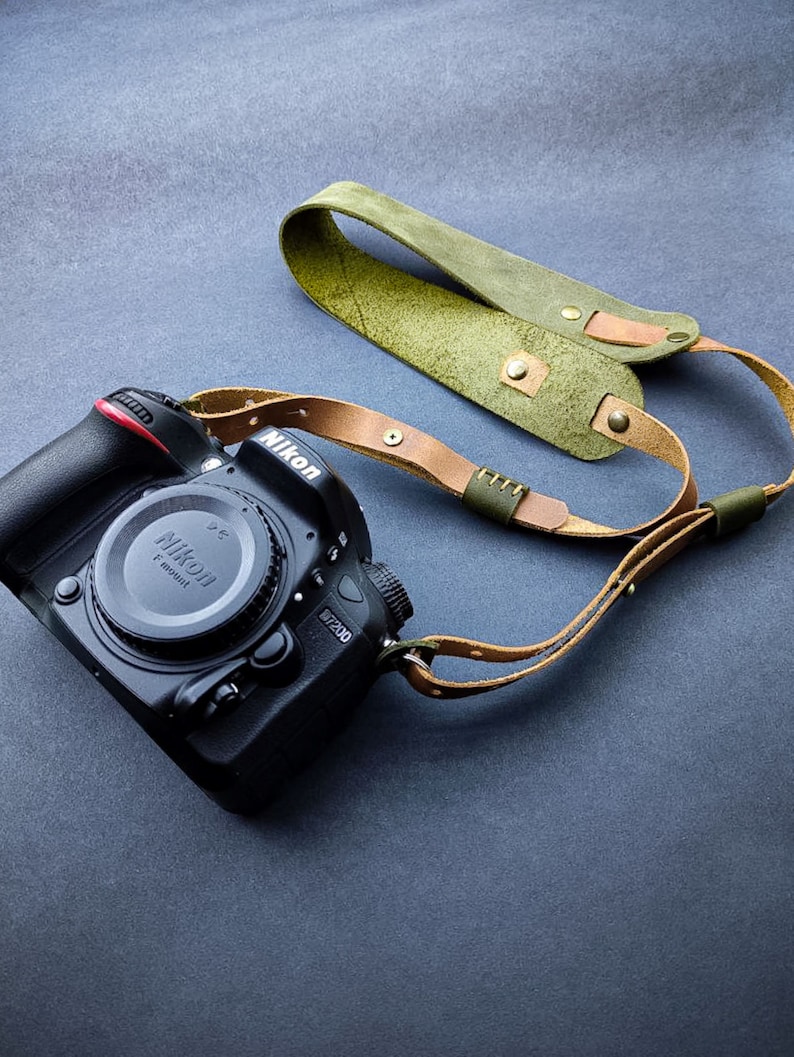 CampersLeather Leather Camera Strap Gift Custom Strap for Photographers DSLR Camera Holder Gift for him Gift for Her image 1