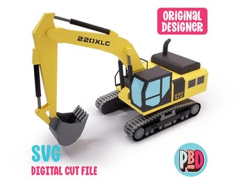 Excavator 3D Papercraft SVG