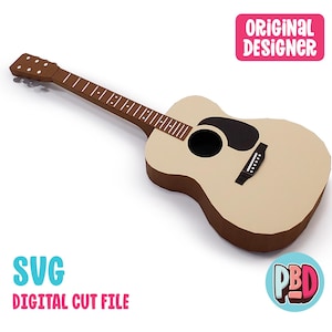 Acoustic Guitar  3D Papercraft SVG