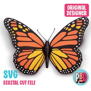 Monarch Butterfly  3D Papercraft SVG