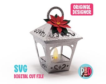 Silver Tea Light Lantern Ornament 3D Papercraft SVG