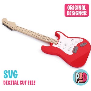 Fender elektrische gitaar 3D Papercraft SVG