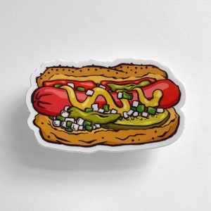 Chicago Hot Dog Sticker - Vinyl 3” - Durable, Waterproof, and Scratchproof
