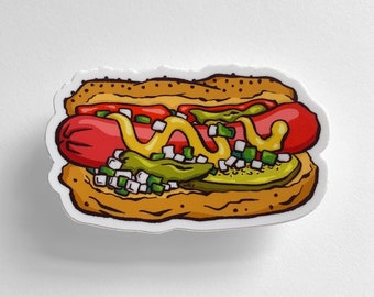 Chicago Hot Dog Sticker - Vinyl 3” - Durable, Waterproof, and Scratchproof