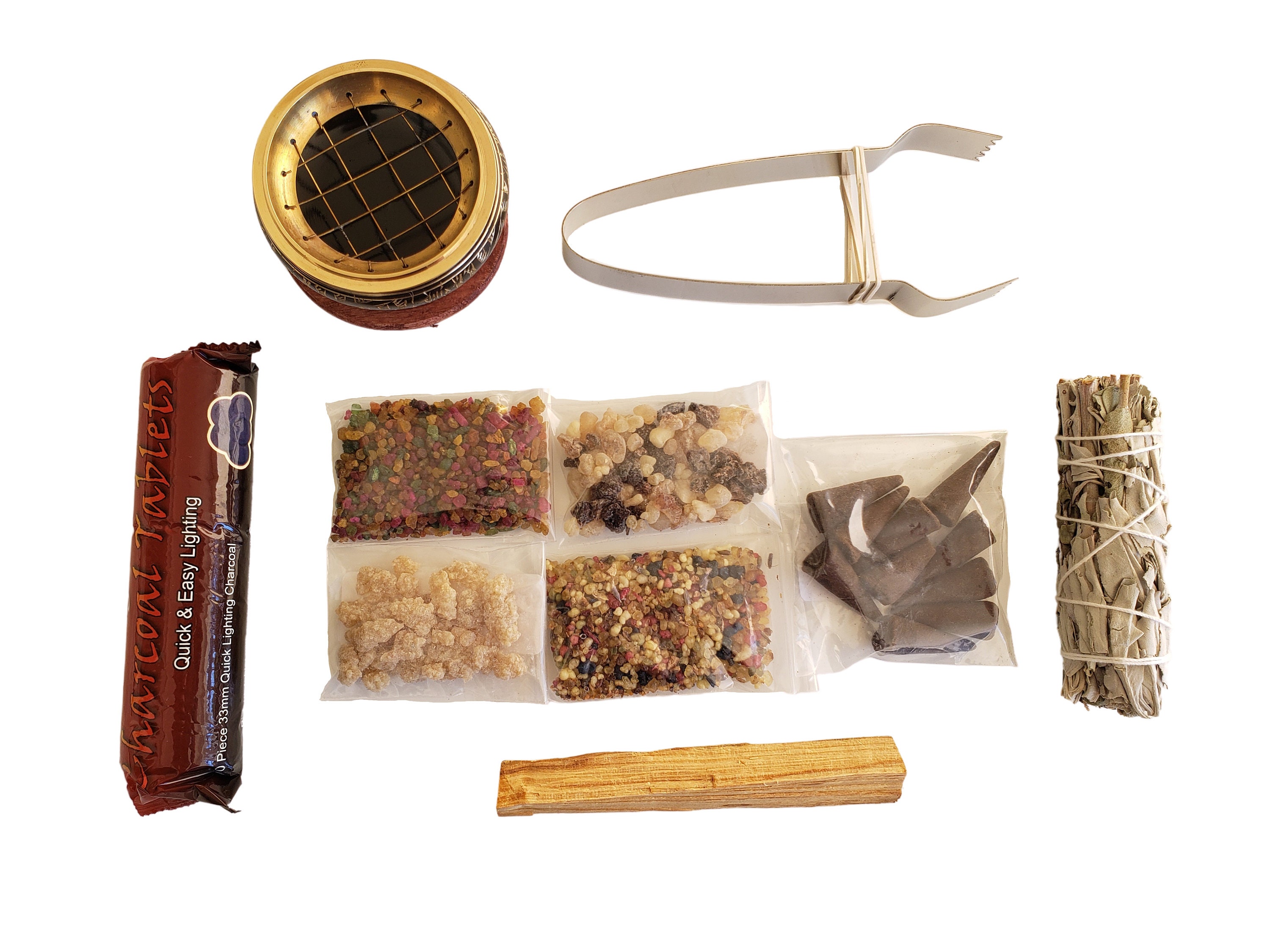 Resin Incense Variety Set Palo Santo, Frank & Myrrh, White Sage, 3