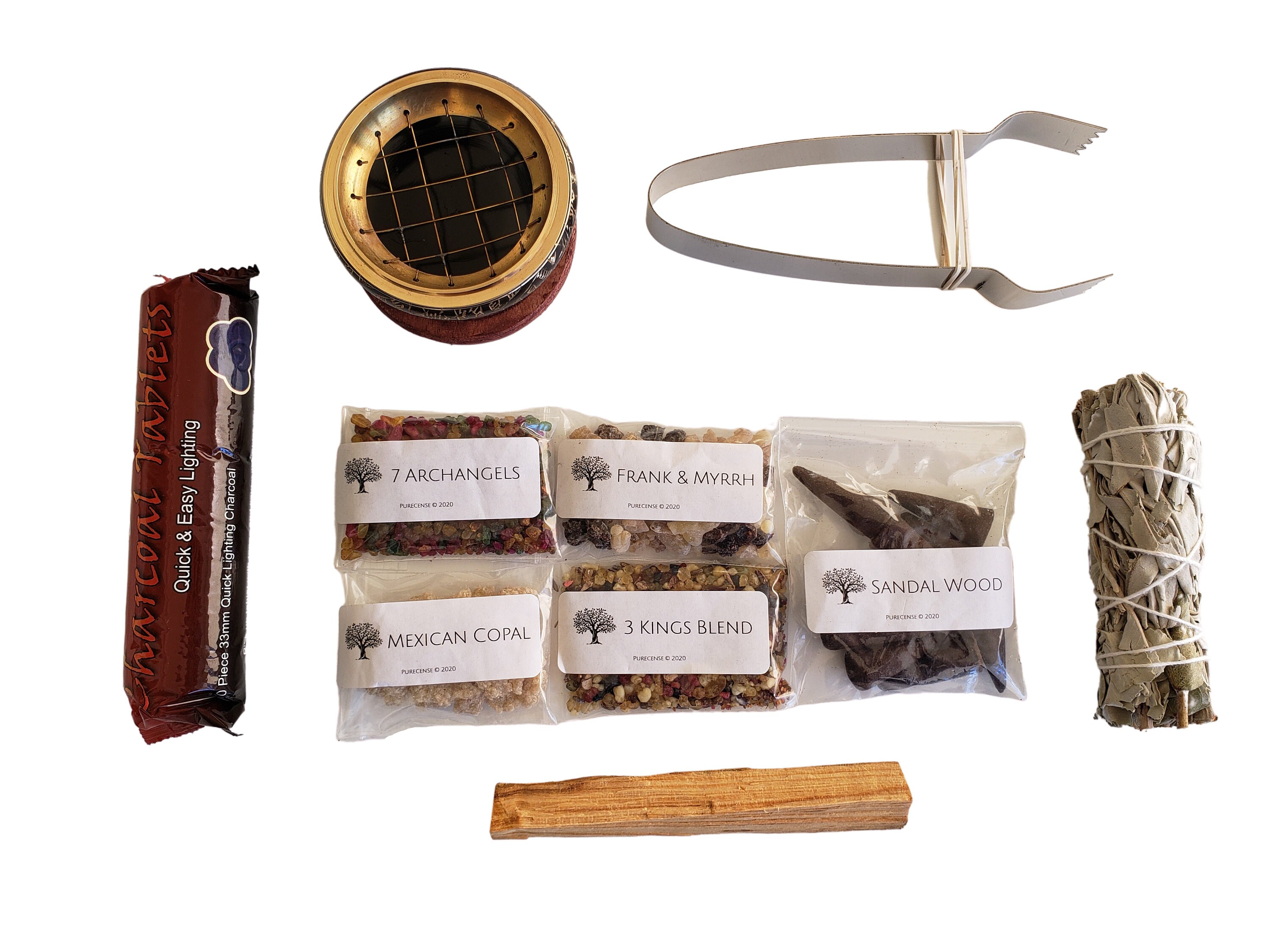 Resin Incense Variety Set Palo Santo, Frank & Myrrh, White Sage, 3