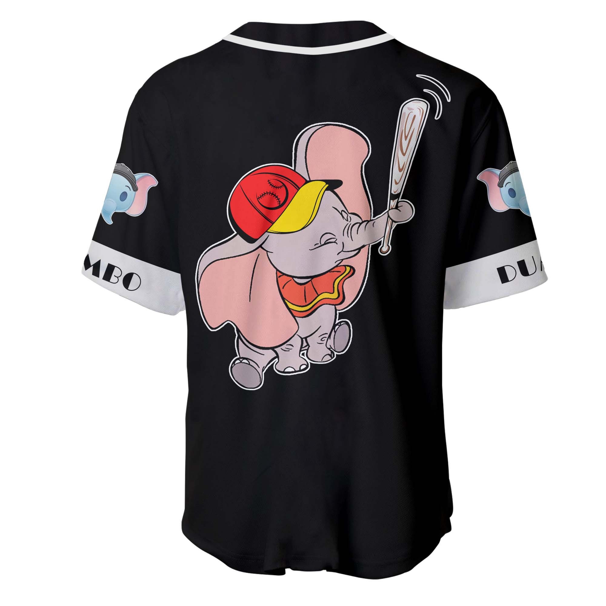 Dumbo Elephant White Black Disney Custom Baseball Jersey