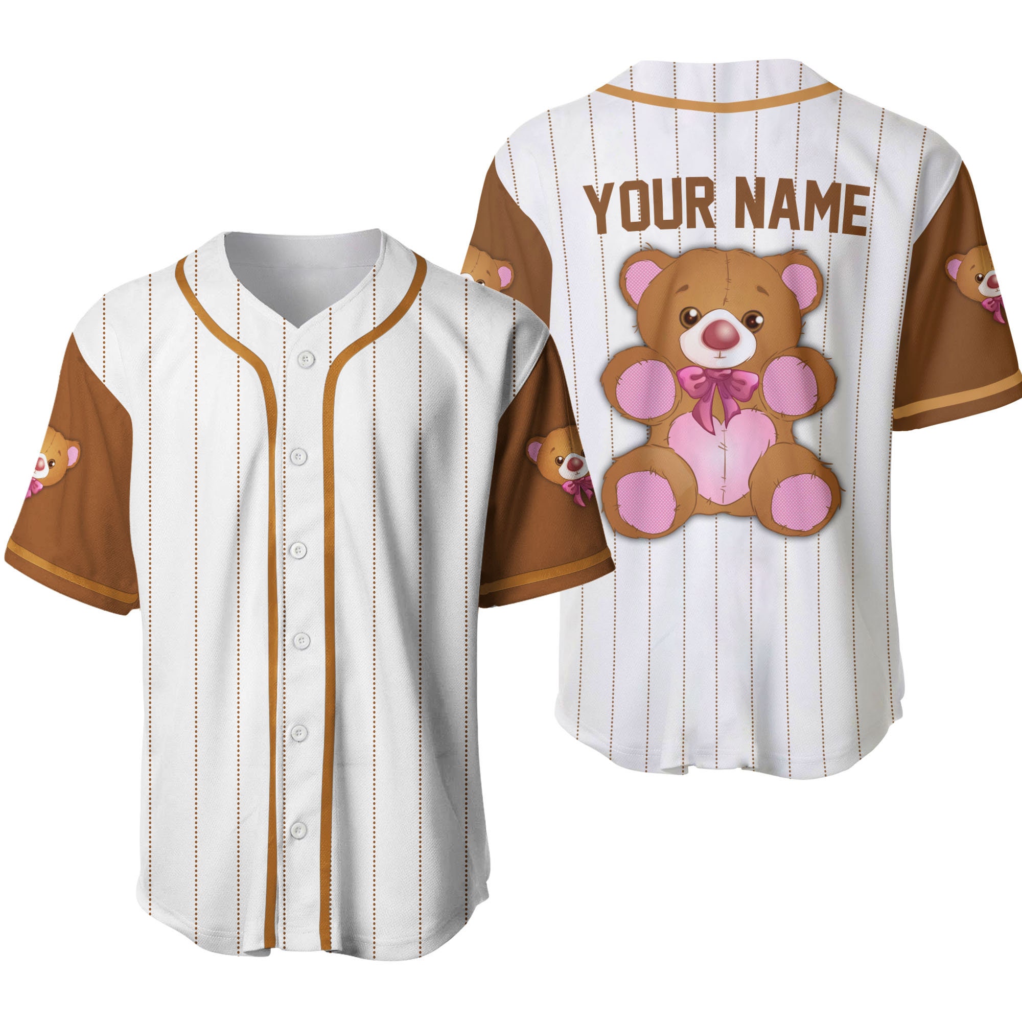 Cute Teddy Bear Baby Shower Party Theme Boy Girl Unisex Cartoon Graphic Casual Outfits Custom Baseball Jersey