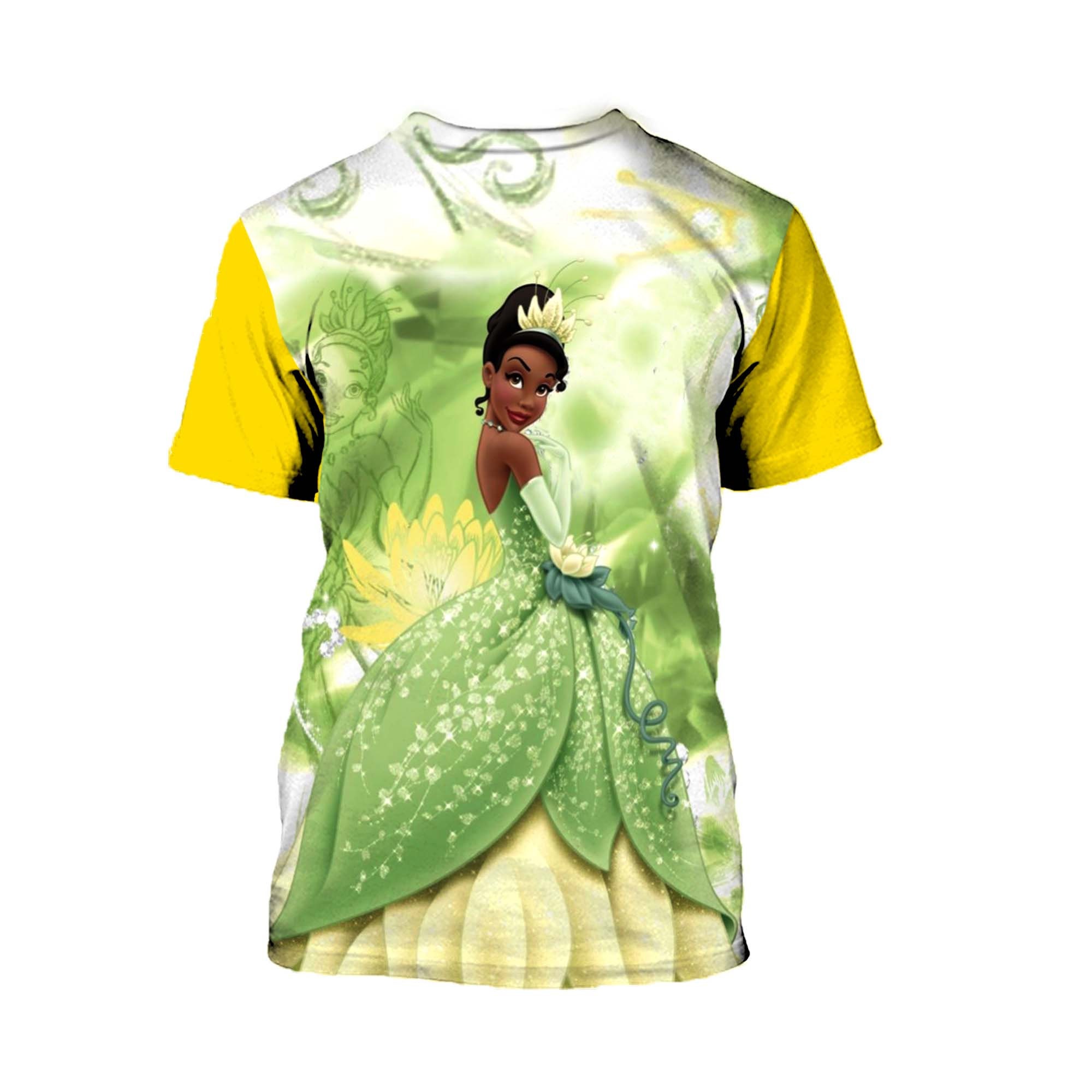 Tiana Princess & The Frog Green Yellow Gold Floral Disney T-shirts