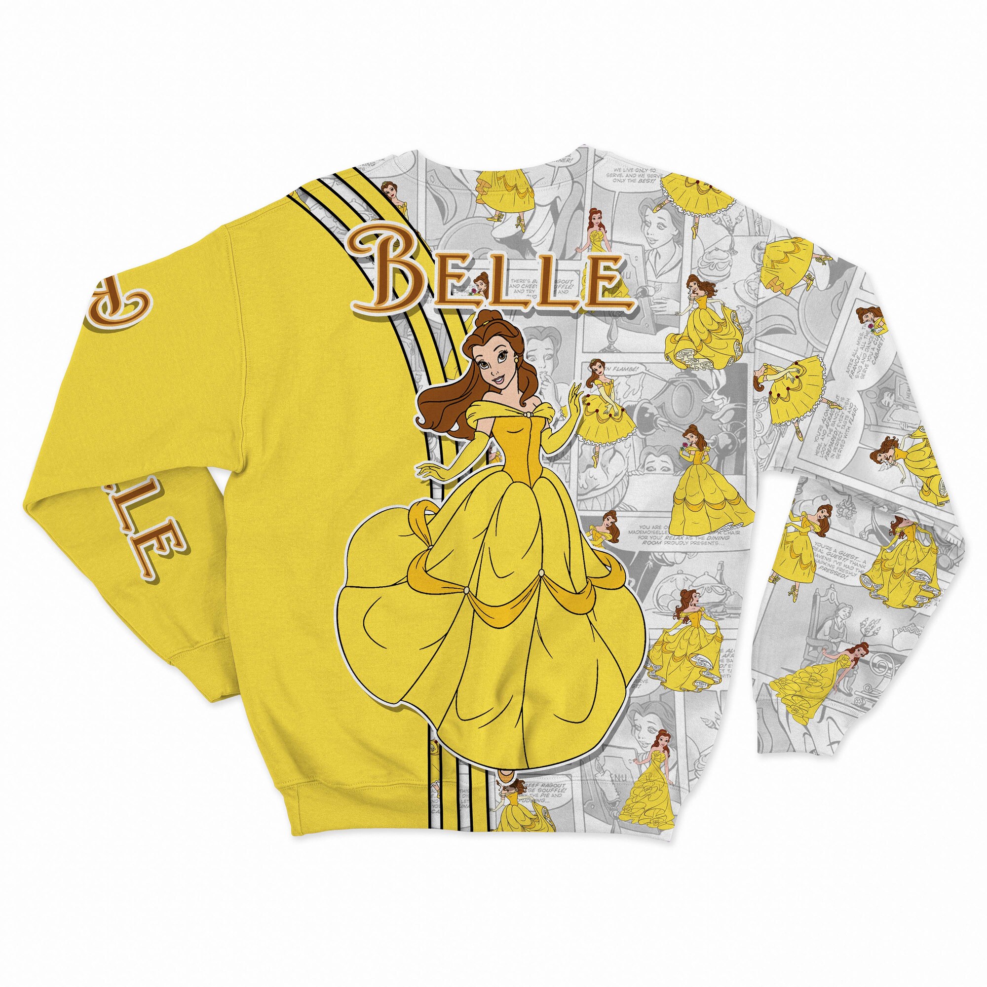 Belle Princess Yellow Comic Book Disney 3D Sweatshirt