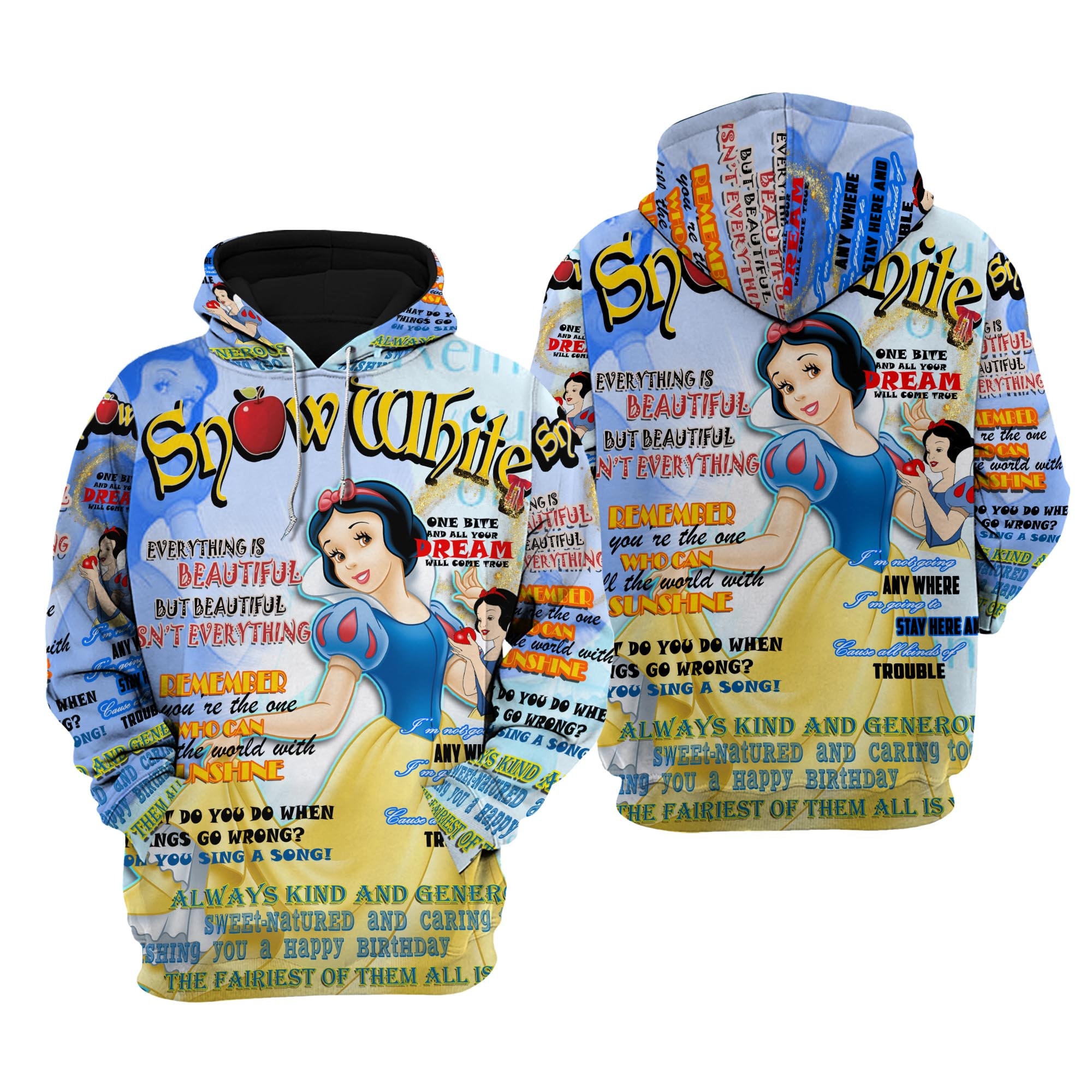 Discover Snow White Punk Words Pattern | Disney 3D Hoodie