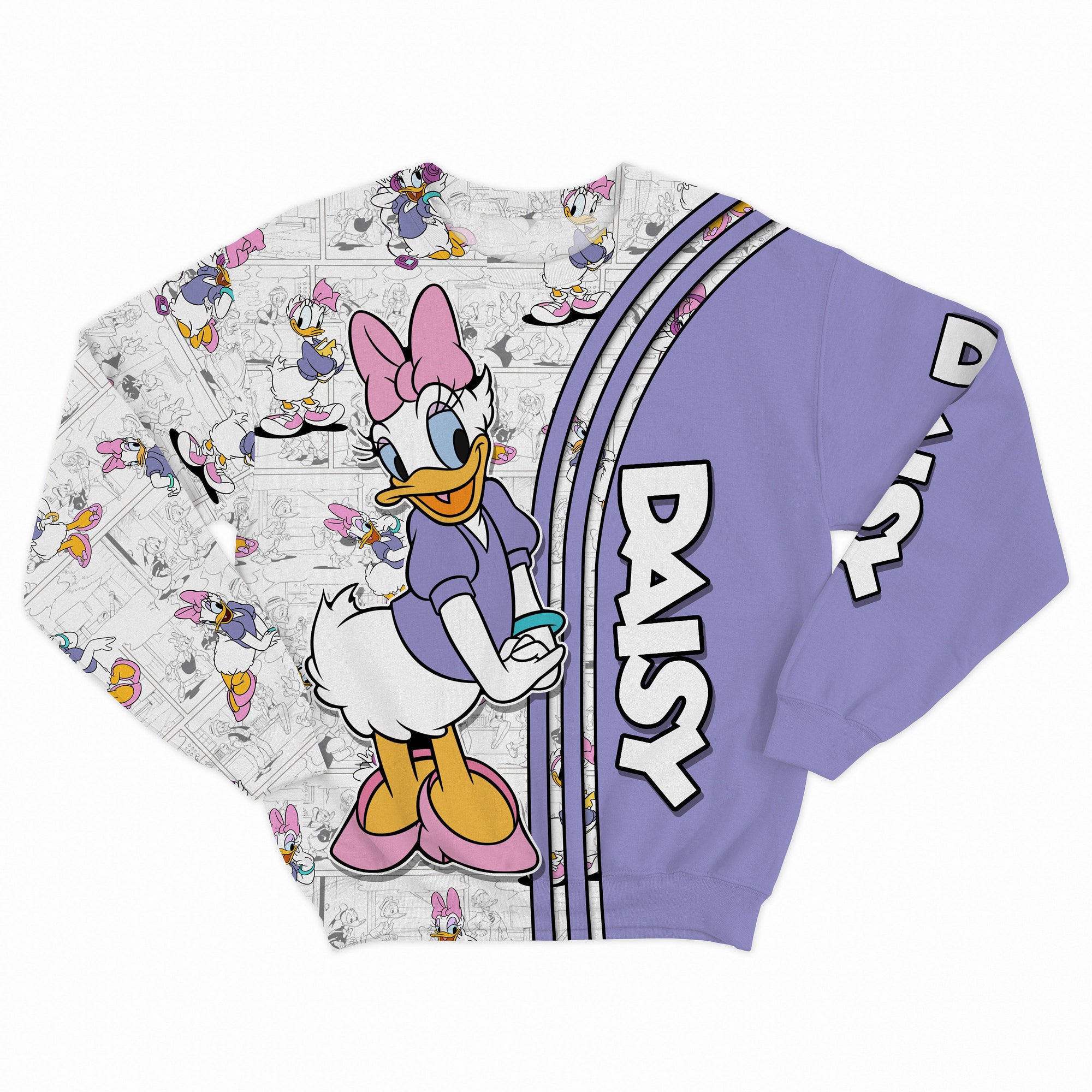 Daisy Purple Comic Book Patterns Disney 3D Sweatshirt