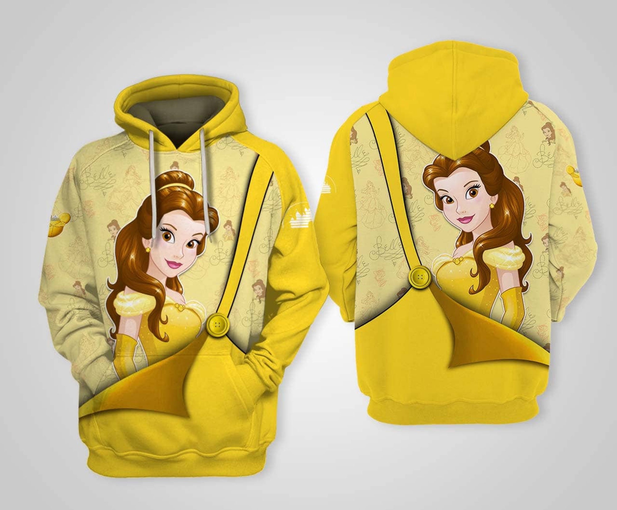 Discover Yellow Belle Princess 3D Hoodie