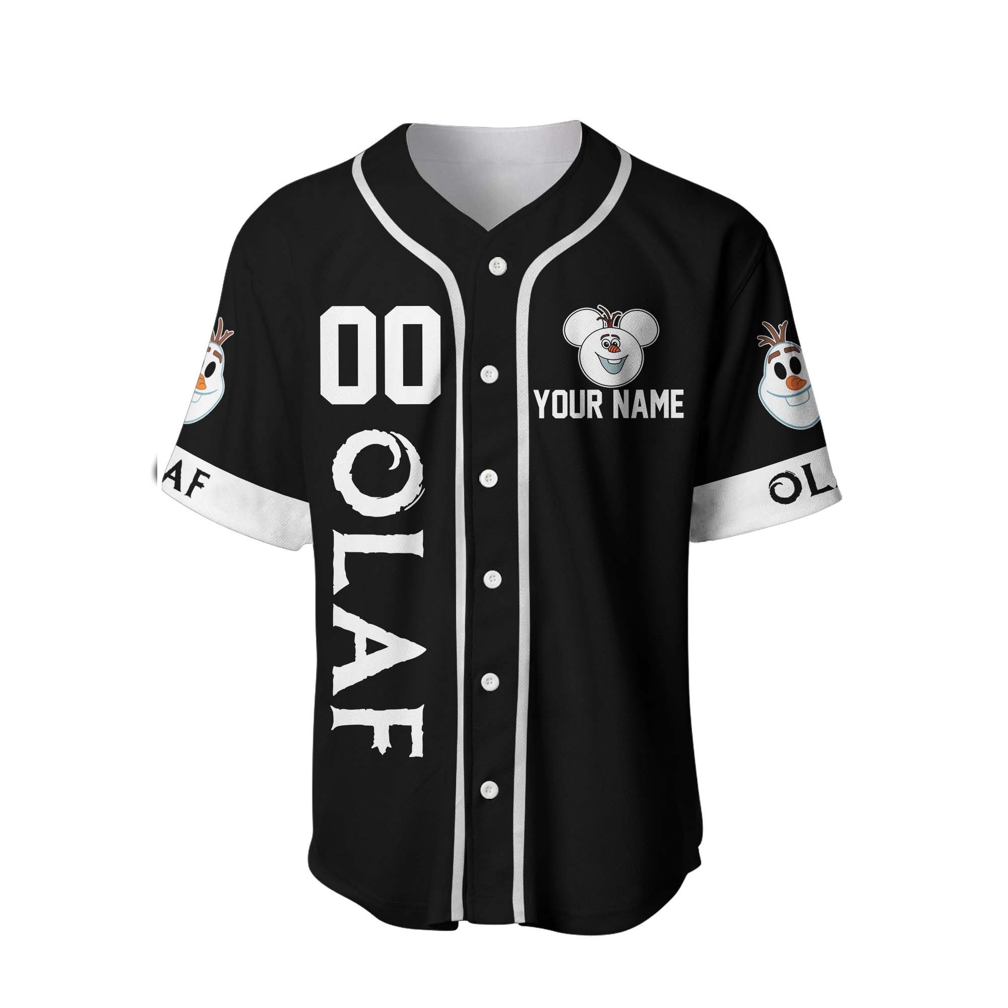 Discover Olaf Frozen White Black Disney Custom Baseball Jersey
