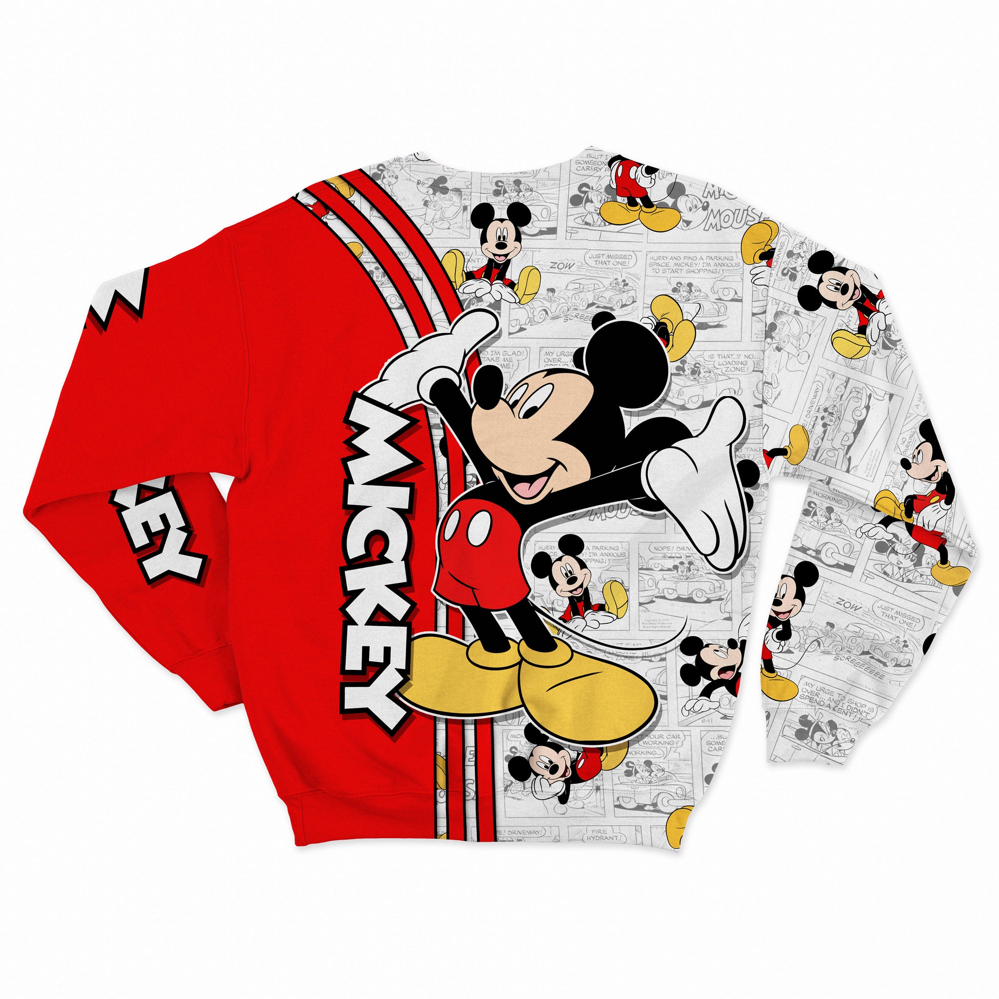Mickey Red Comic Book Patterns Disney 3D Sweatshirt