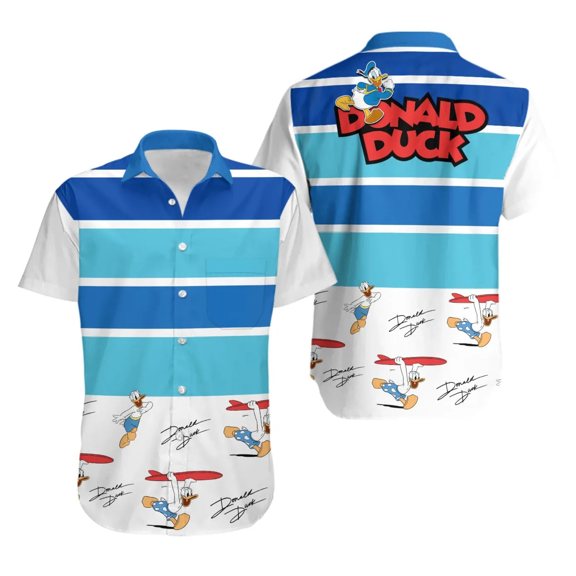 Donald Duck Surfing Sommer Tropischer Druck Disney Hawaiian Shirt Donald Duck Surfing Sommer Tropischer Druck Disney Hawaiian Shirt