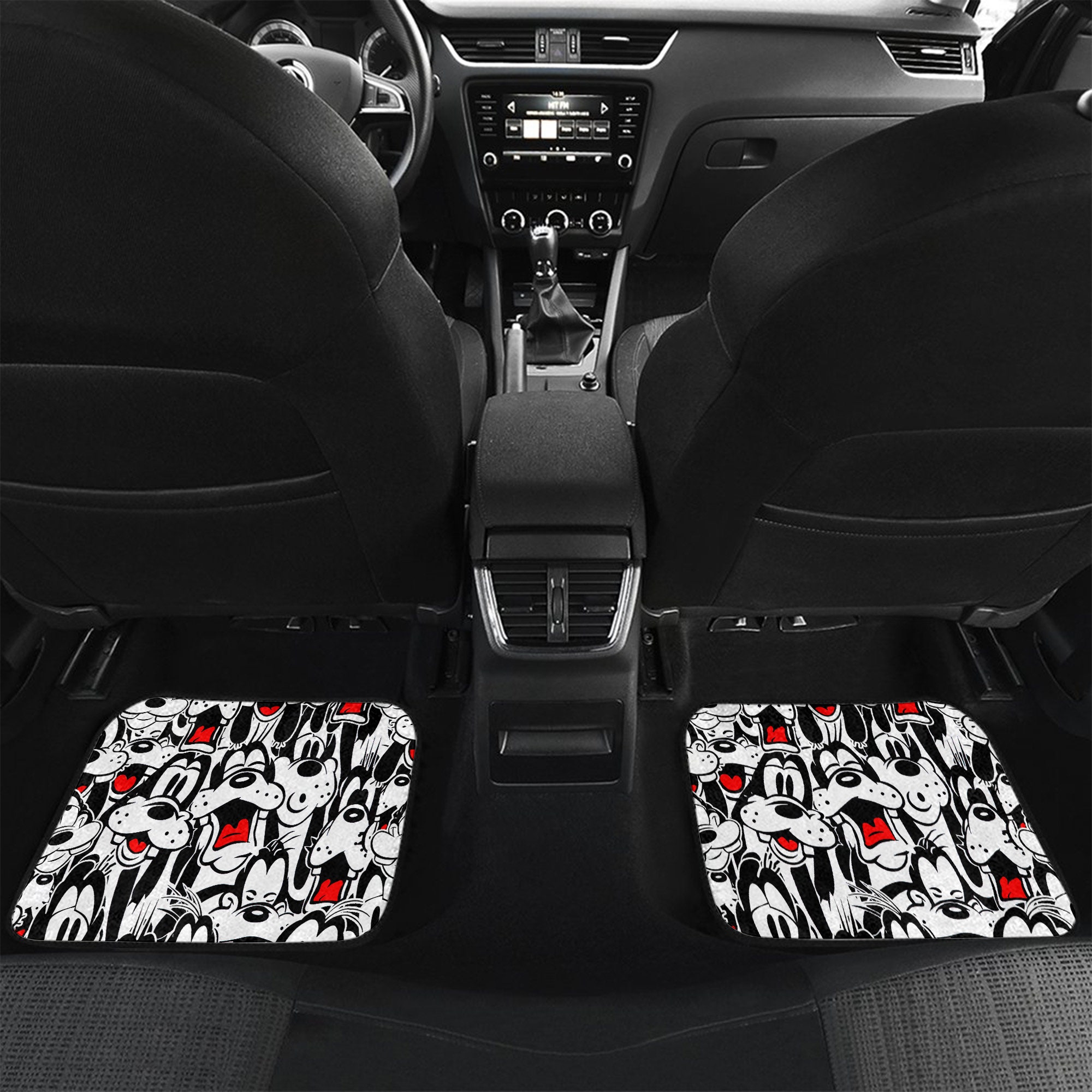 Goofy Polkadot Patterns Red Black White Disney Graphic Cartoon Custom Personalized Car Floor Mat Set Accessories Decorations