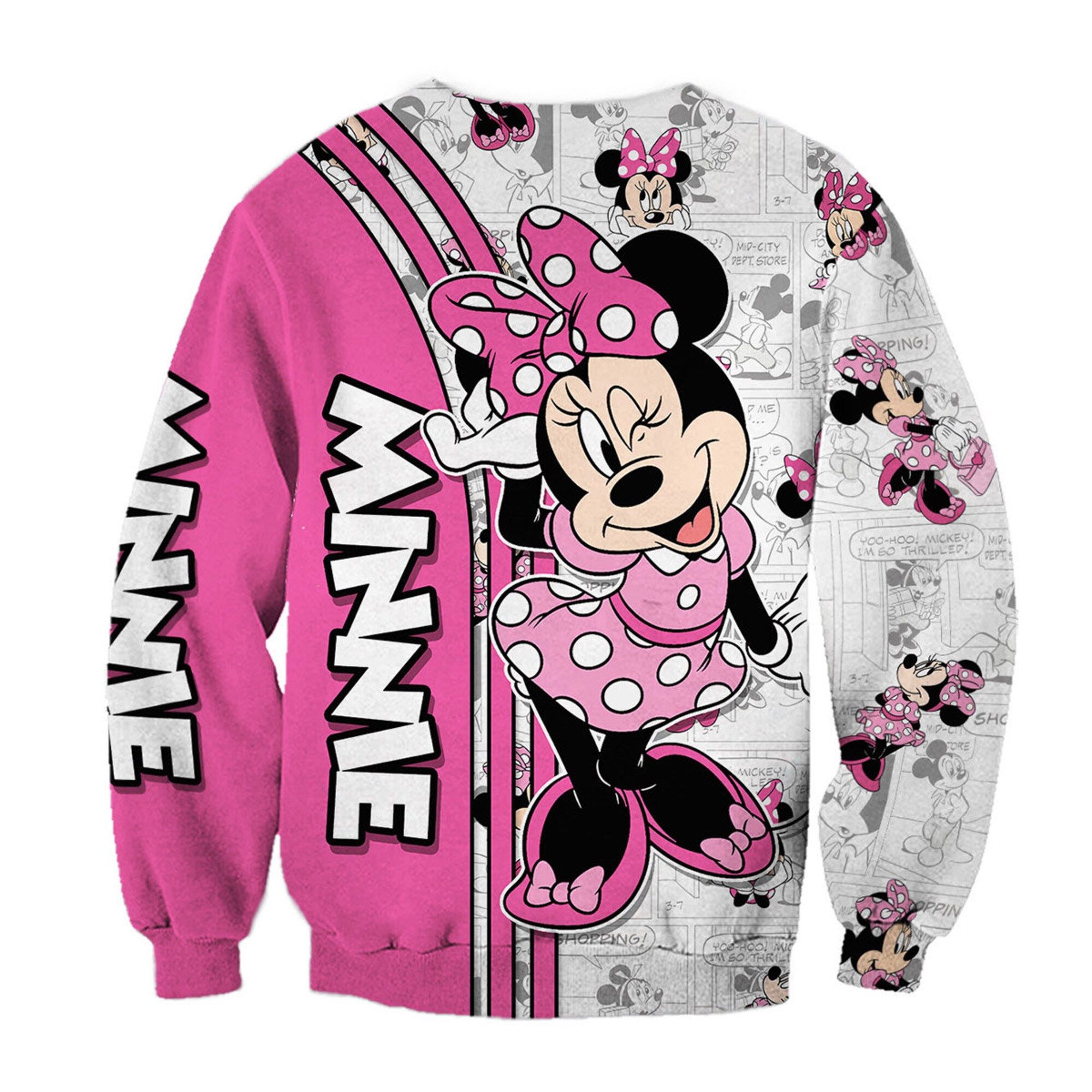 Minnie Pink Comic Book Patterns Disney 3D Sweatshirt