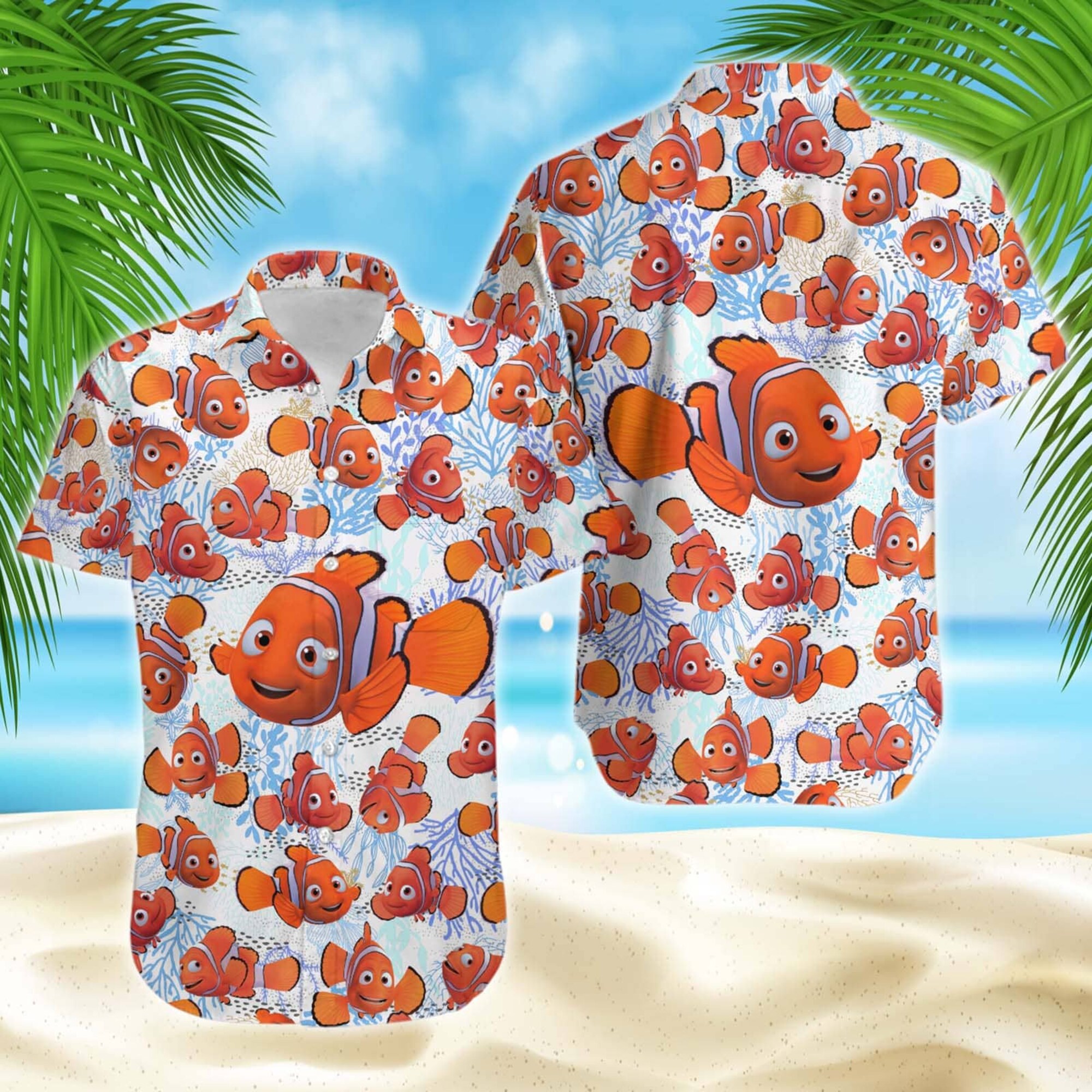 Finding Nemo Fisch Sommer Tropischer Druck Disney Hawaiian Button Down Shirt Shorts Set Unisex Outfits Finding Nemo Fisch Sommer Tropischer Druck Disney Hawaiian Button Down Shirt Shorts Set Unisex Outfits