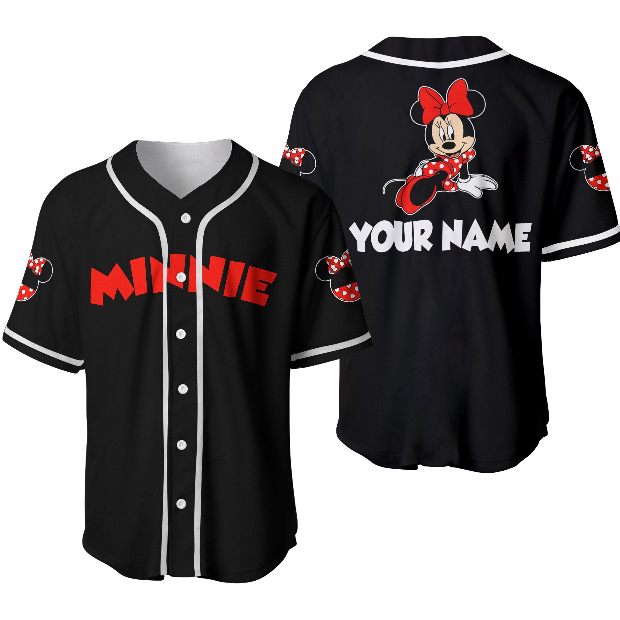 Discover Chilling Minnie Mouse Black,Custom Baseball Jersey Personalized Shirt