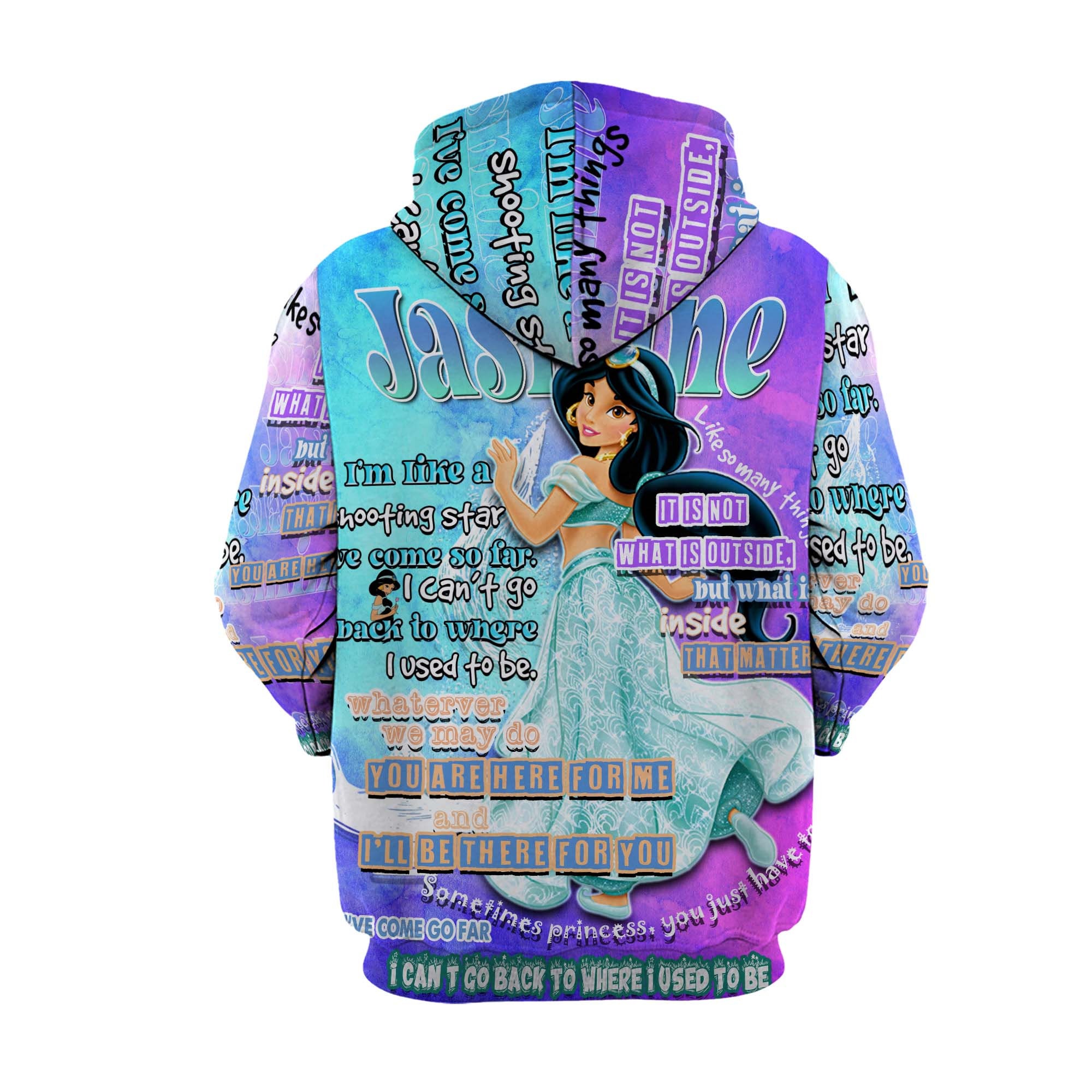Jasmine Punk Words Pattern | Disney 3D Hoodie