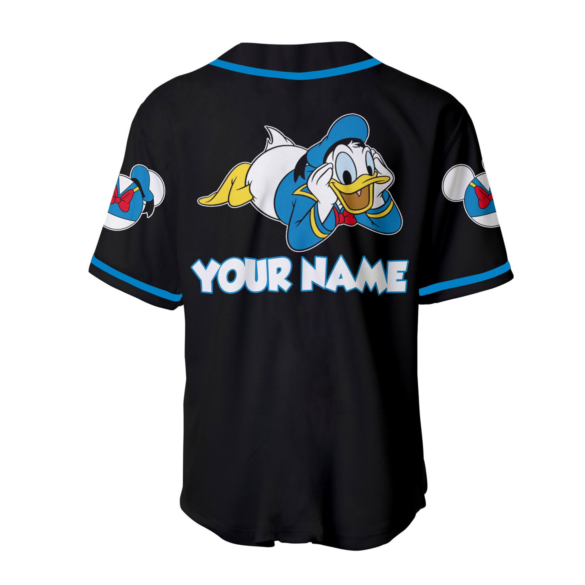 Black Blue Chilling Donald Duck Disney Custom Baseball Jersey