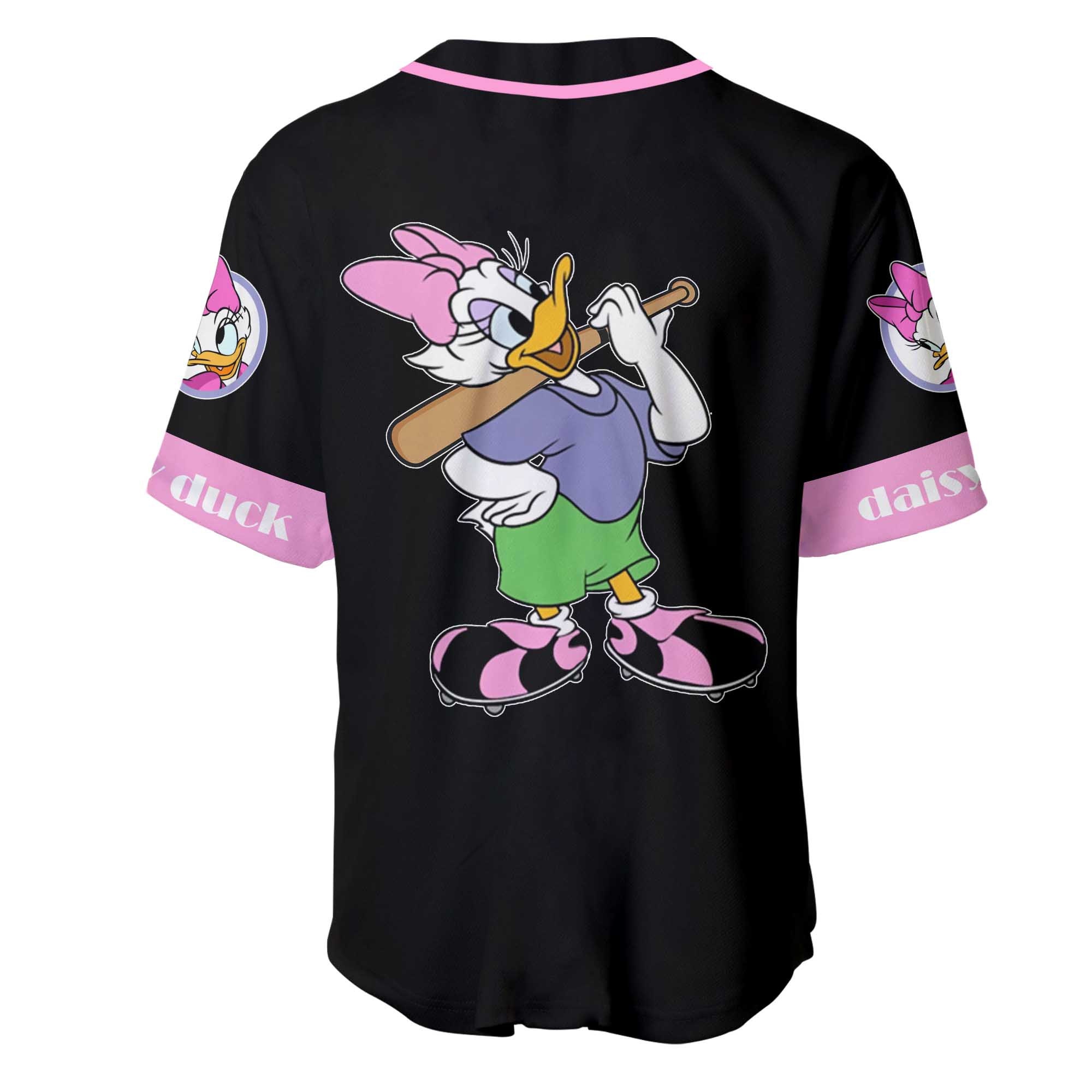 Daisy Duck Pink Black Disney Custom Baseball Jersey