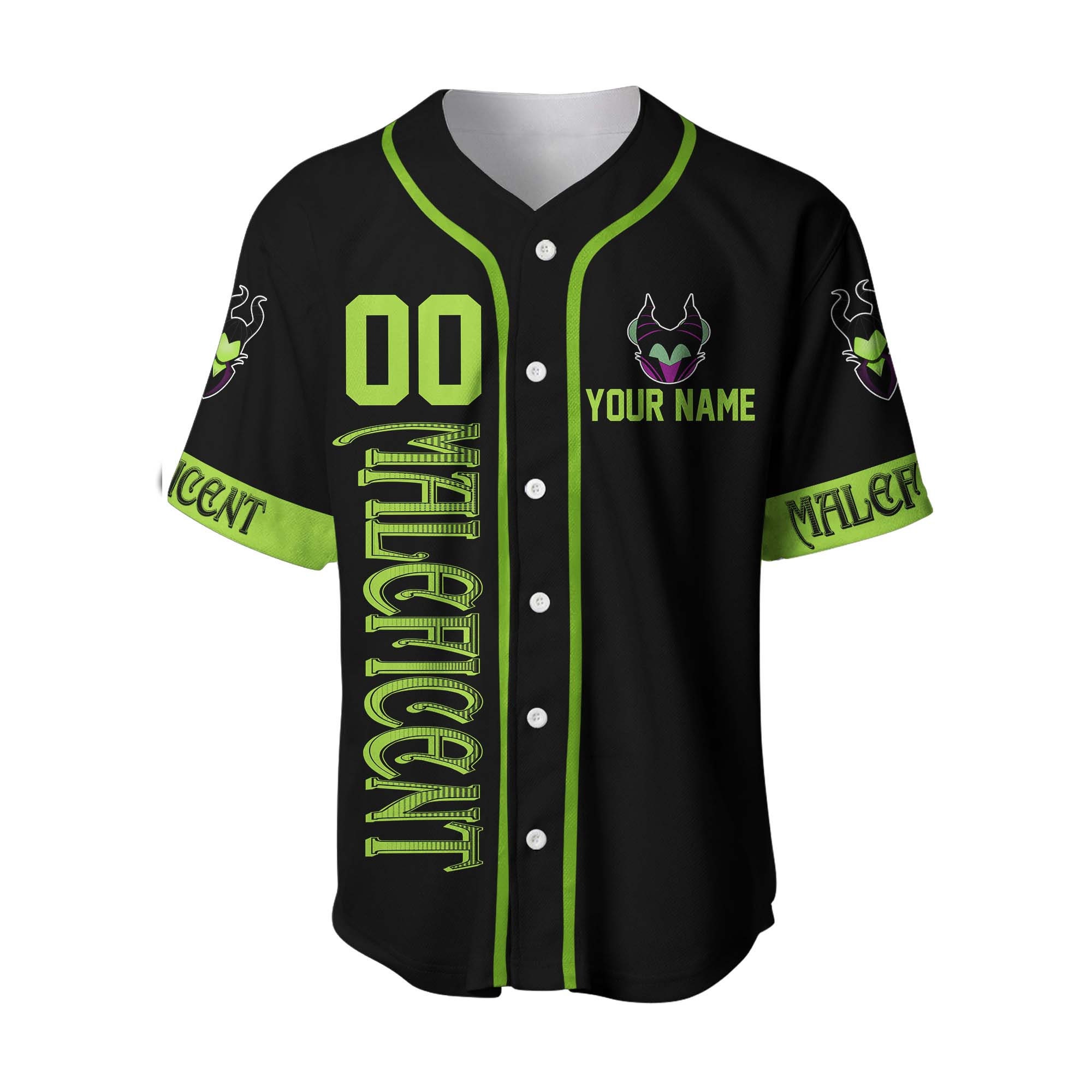 Discover Villain Maleficent Green Black Disney Custom Baseball Jersey