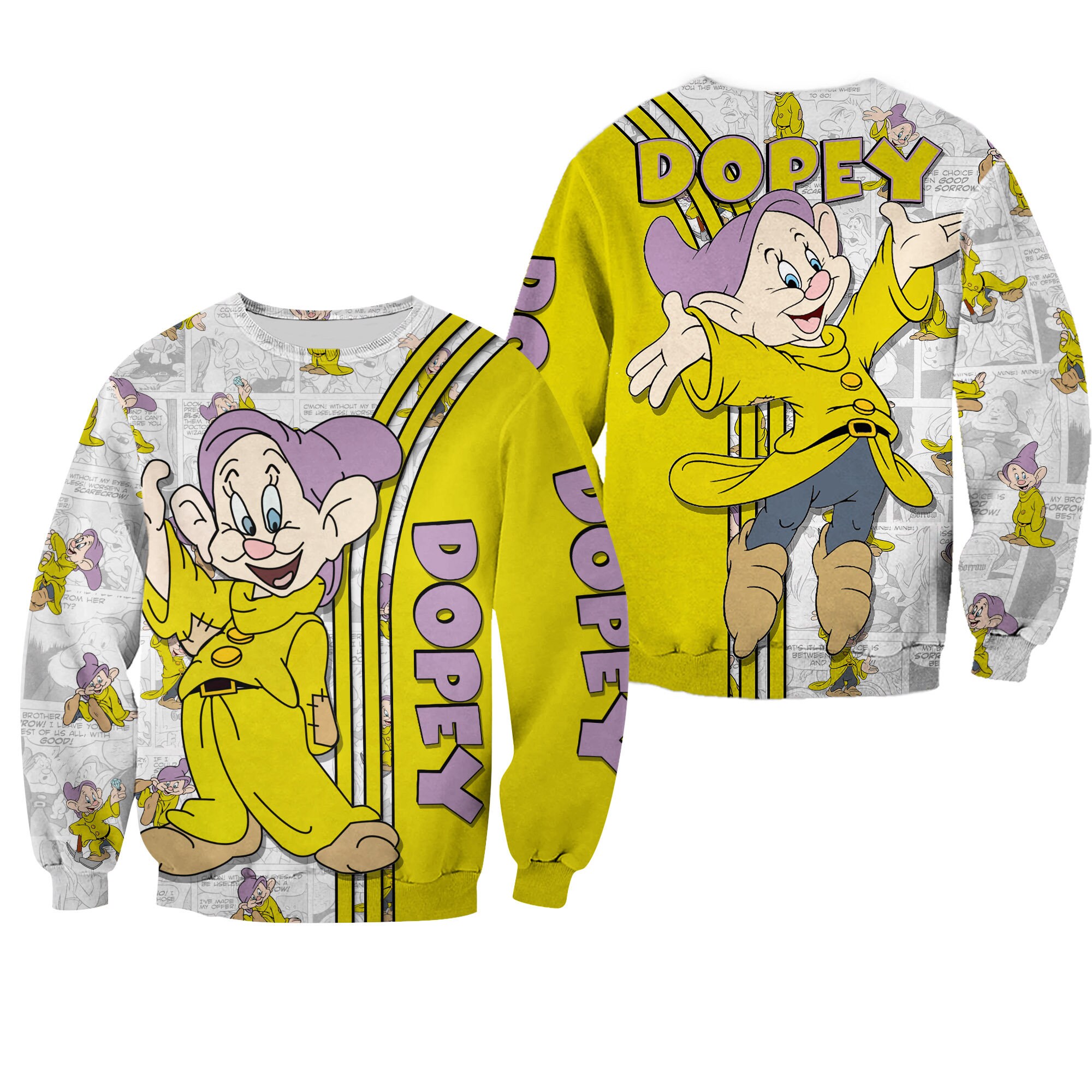 Dopey Cute Yellow Comic Patterns Disney 3D Sweatshirt
