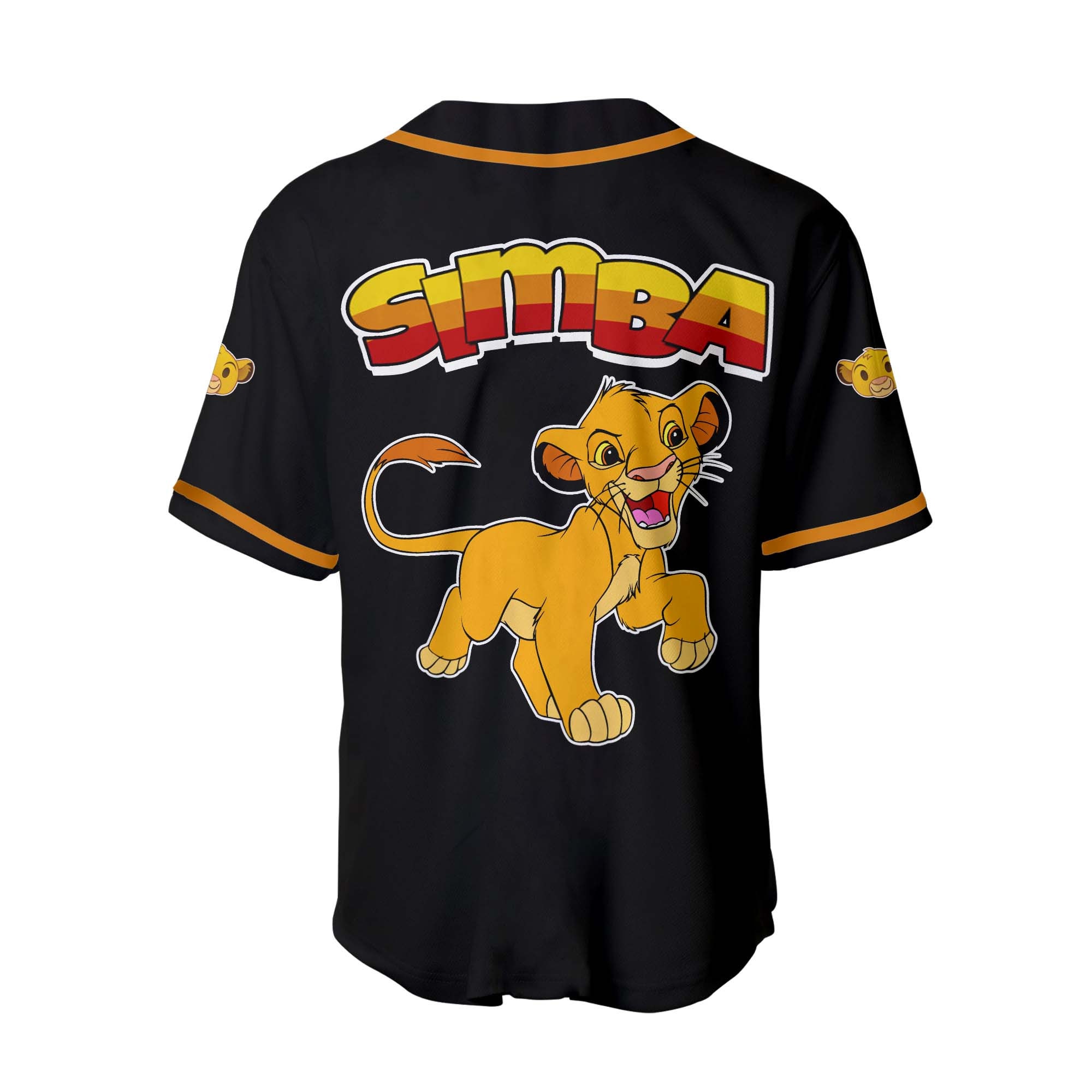 Simba Lion King Black Yellow Red Ombre Disney Unisex Cartoon Graphic Casual Custom Baseball Jersey