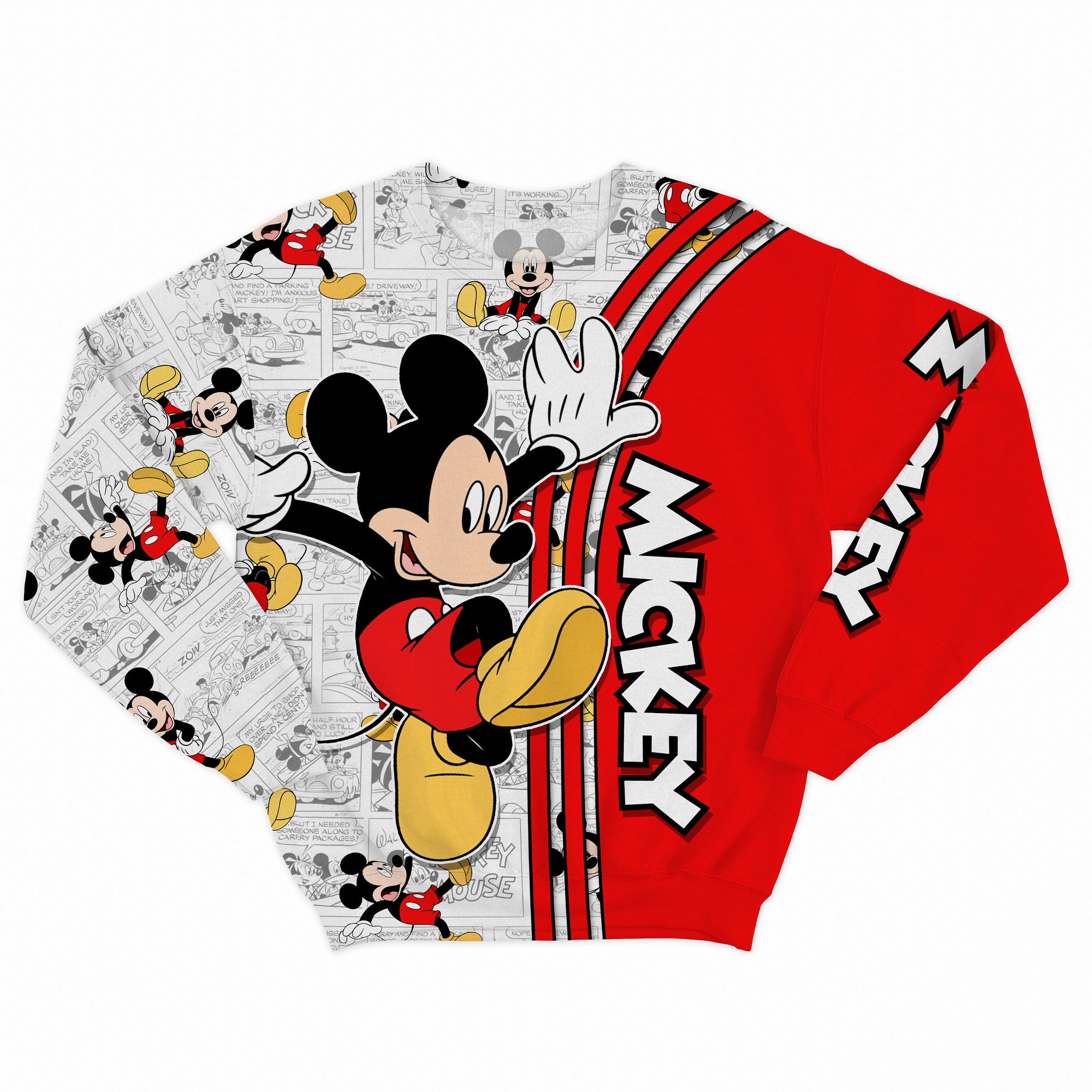 Mickey Red Comic Book Patterns Disney 3D Sweatshirt