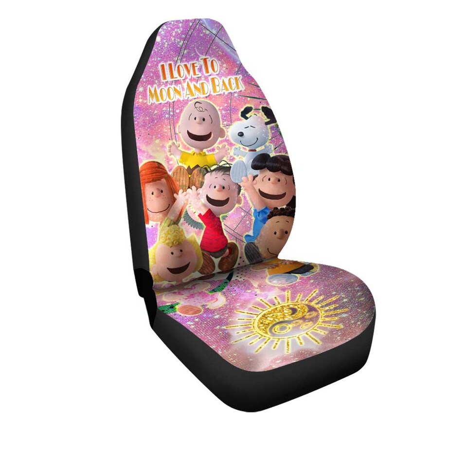 Snoopy & Friends Purple White Yellow Bling Glitter Disney Car Seats Cover