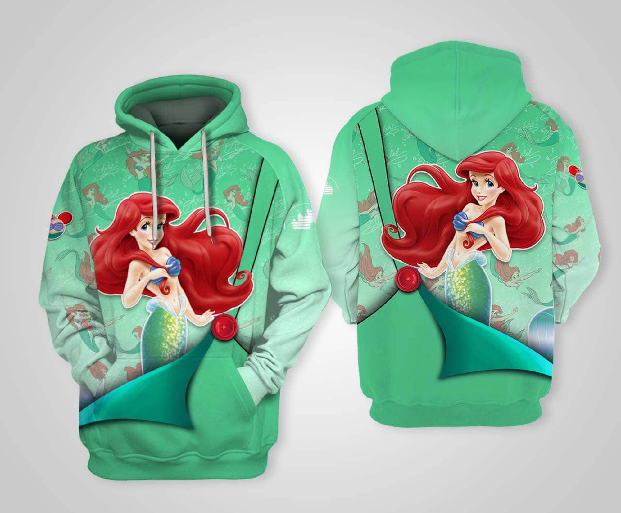 Discover Green Ariel Princess 3D Hoodie