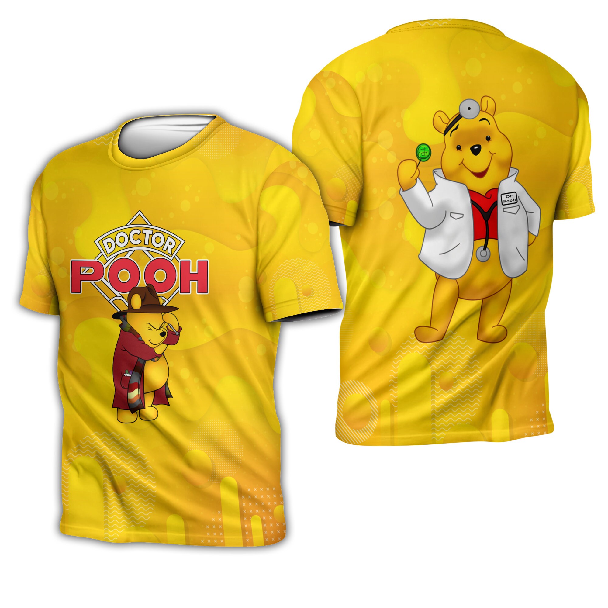Doctor Pooh Yellow Button Overalls Patterns Disney T-shirts