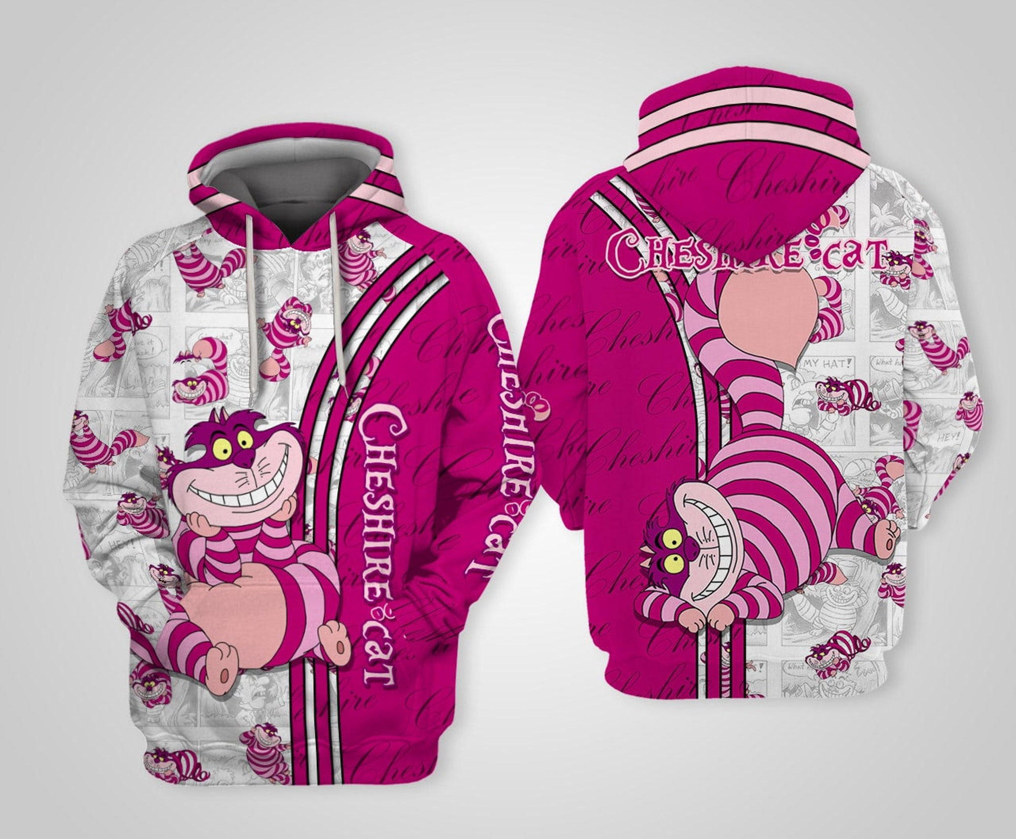 Discover Pink Chesire Cat Disney 3D Hoodie