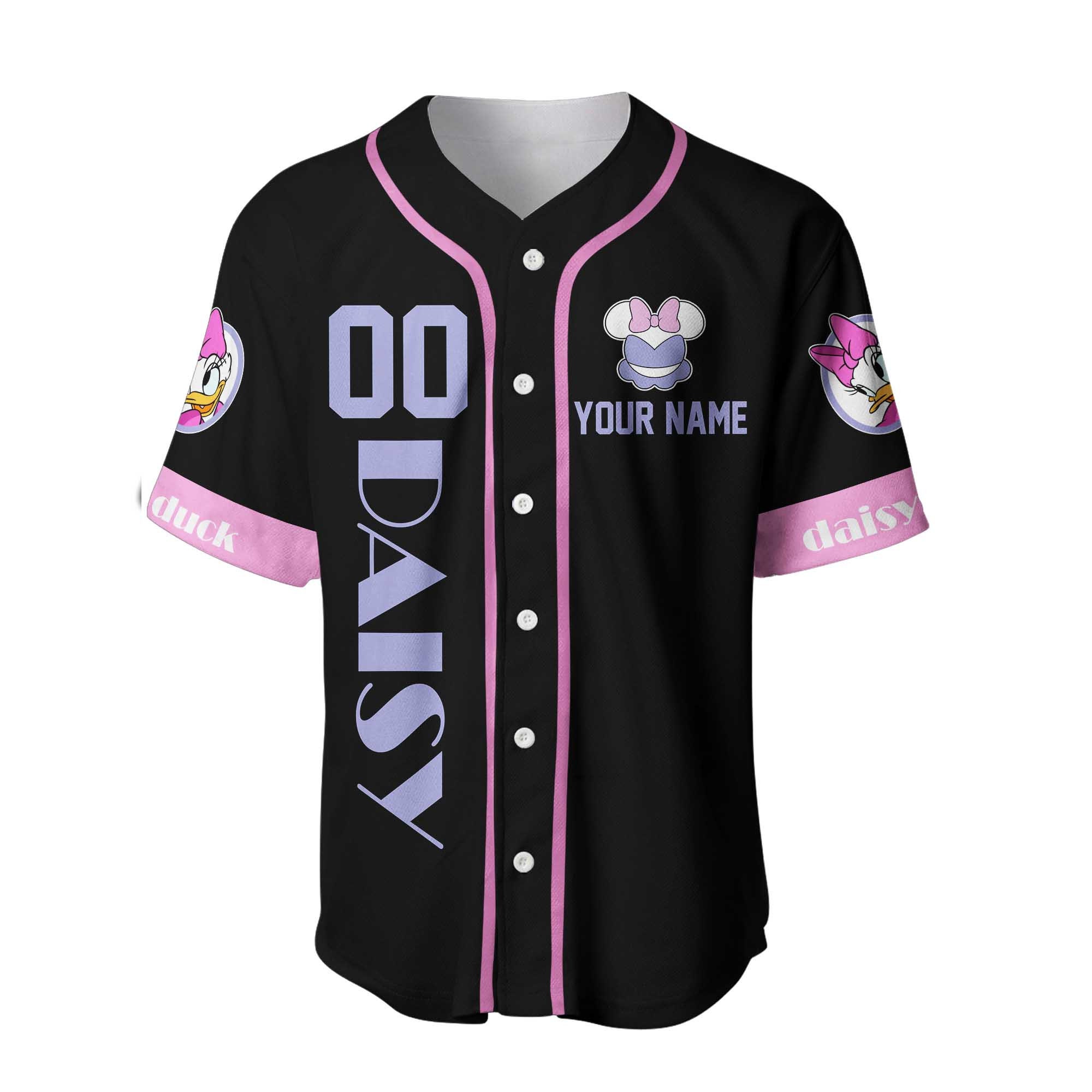 Discover Daisy Duck Pink Black Disney Custom Baseball Jersey