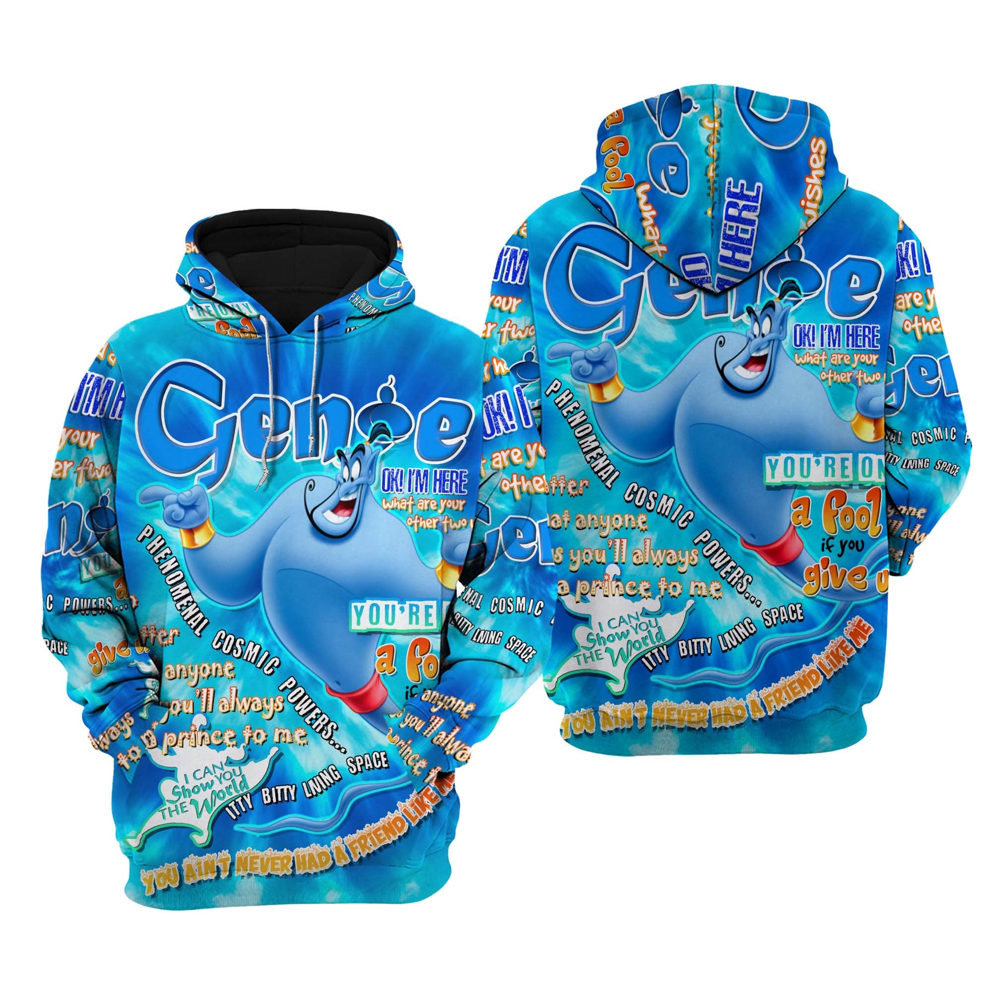 Discover Aladdin Genie Words Pattern | Disney Quotes 3D Hoodie