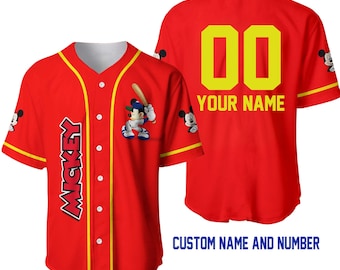 Cartoon Baseball Jersey Gift for Disneyland Trip Baseball Player Personalized Custom Name And Number Mickey Mouse Disney Baseball Jersey
