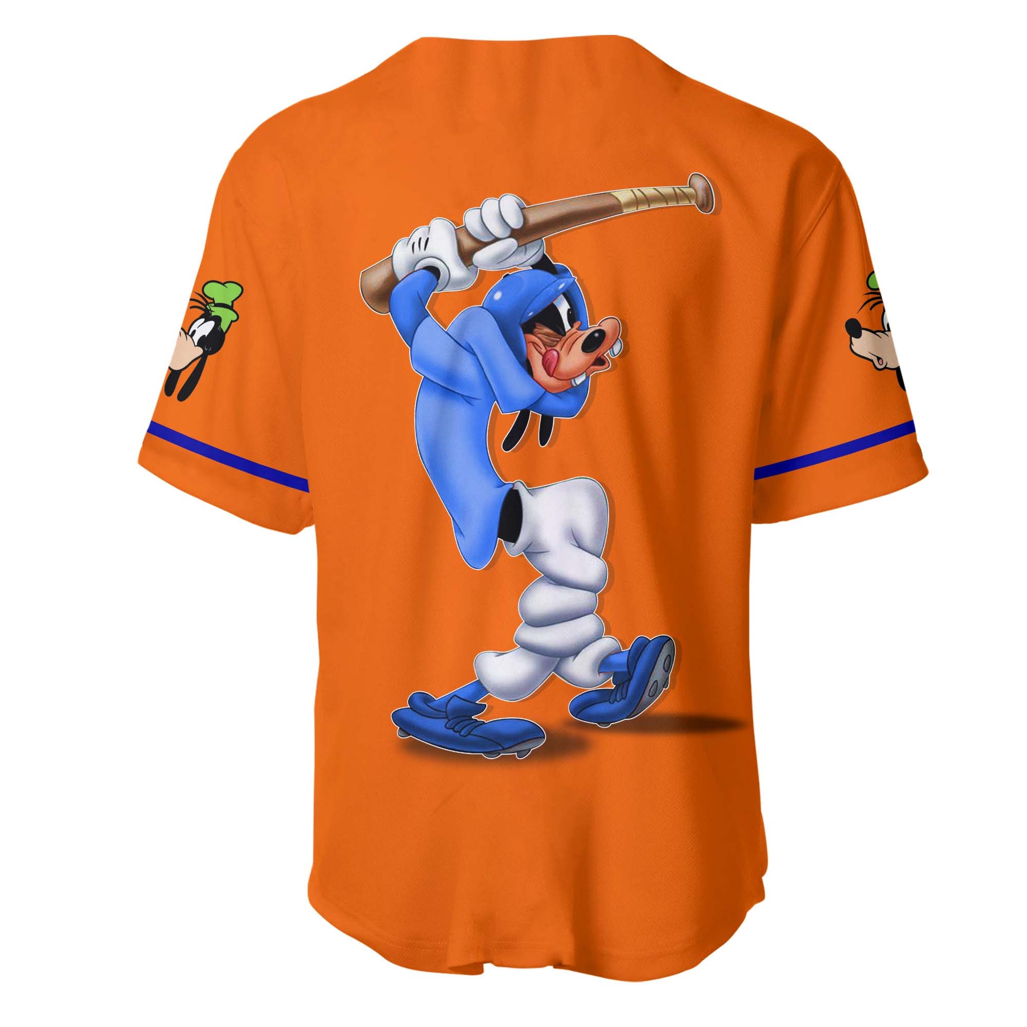 Goofy Dog Orange Blue Disney Unisex Cartoon Graphic Casual Outfits Custom Baseball Jersey