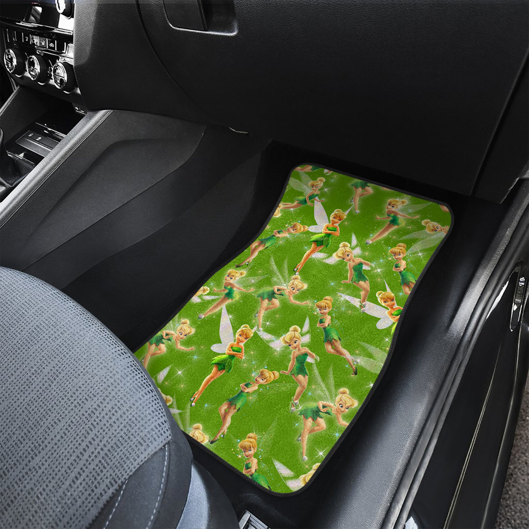 Tinkerbell Patterns Green Yellow White Disney Graphic Cartoon Custom Personalized Car Floor Mat Set Accessories Decorations