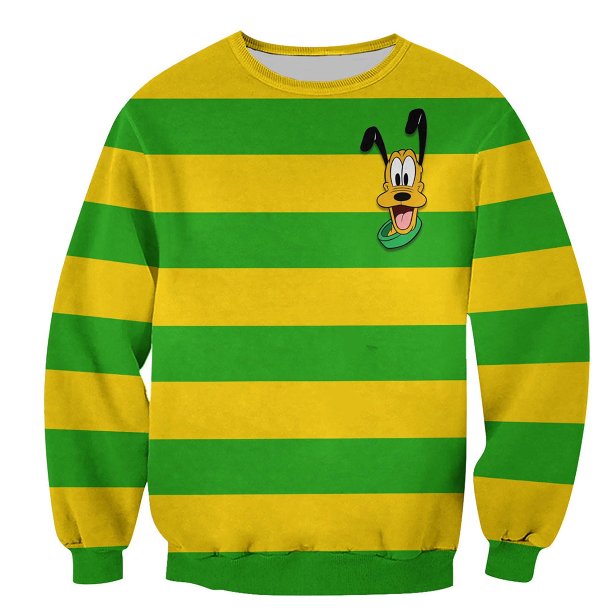 Pluto Dog Striped Colorblock Disney 3D Sweatshirt